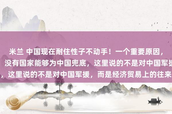 米兰 中国现在耐住性子不动手！一个重要原因，就是一旦中国卷入战争，没有国家能够为中国兜底，这里说的不是对中国军援，而是经济贸易上的往来