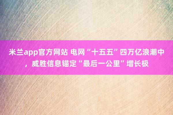 米兰app官方网站 电网“十五五”四万亿浪潮中，威胜信息锚定“最后一公里”增长极