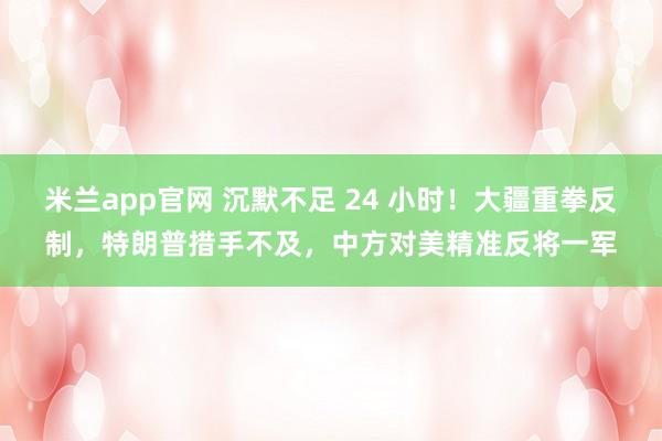 米兰app官网 沉默不足 24 小时!大疆重拳反制,特朗普措手不及,中方对美精准反将一军