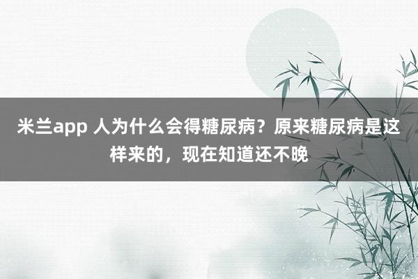 米兰app 人为什么会得糖尿病？原来糖尿病是这样来的，现在知道还不晚