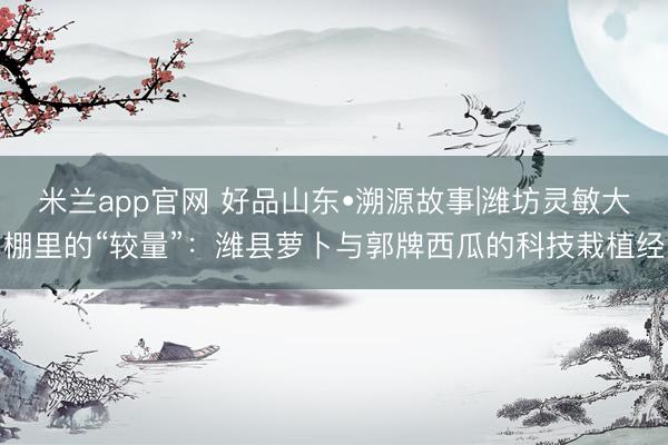 米兰app官网 好品山东•溯源故事|潍坊灵敏大棚里的“较量”:潍县萝卜与郭牌西瓜的科技栽植经