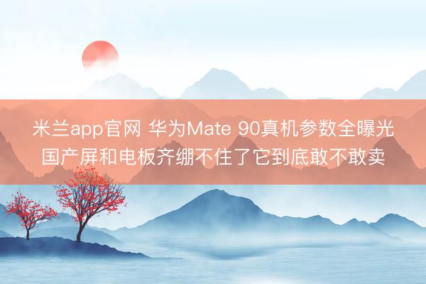 米兰app官网 华为Mate 90真机参数全曝光国产屏和电板齐绷不住了它到底敢不敢卖