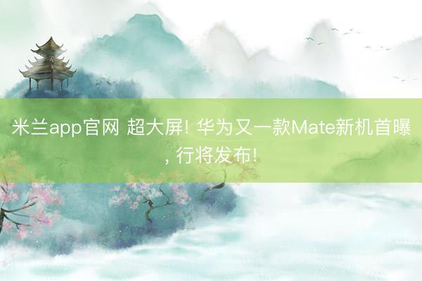米兰app官网 超大屏! 华为又一款Mate新机首曝, 行将发布!